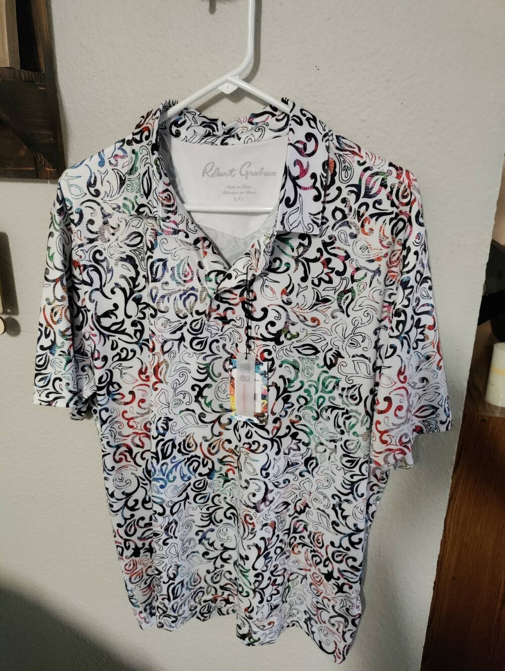 New Robert Graham Men's Polo Shirt Size Large